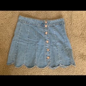FOREVER 21 Scalloped Denim A-Line Skirt